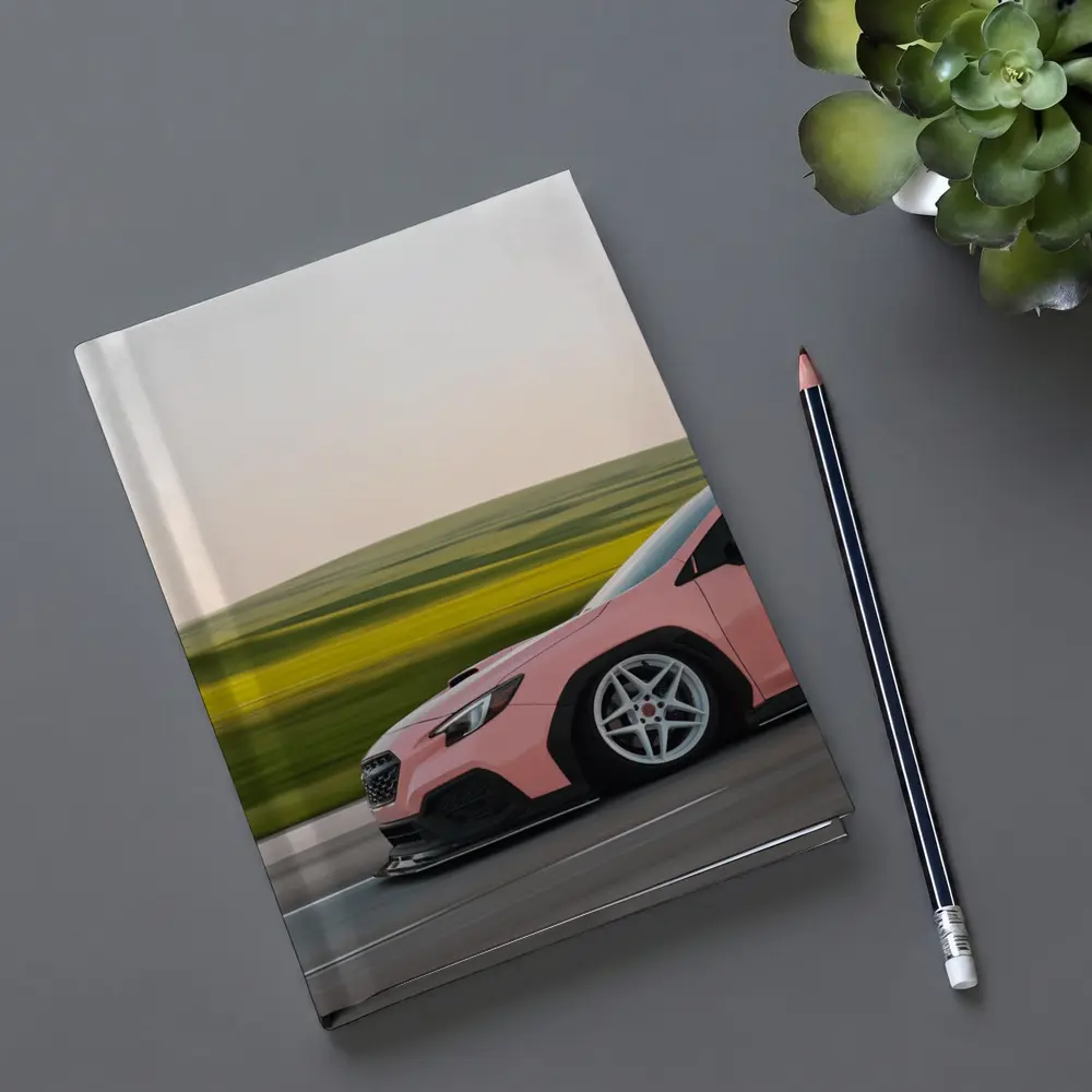 Pink Subaru WRX Speeding Through Green Fields – Notebooks