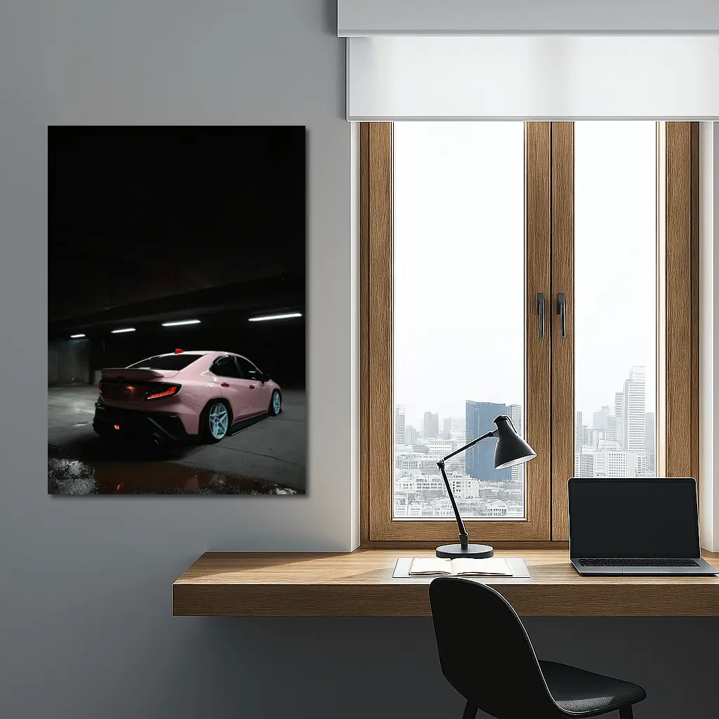 Subaru BRZ Pink Car Underground Parking Night – Wall Art