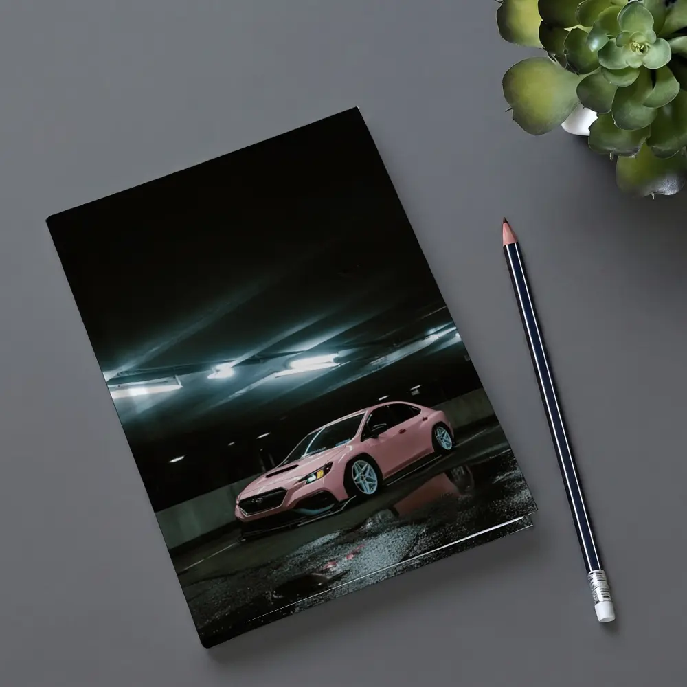 Subaru WRX Pink Slammed Parking Garage Night – Notebooks