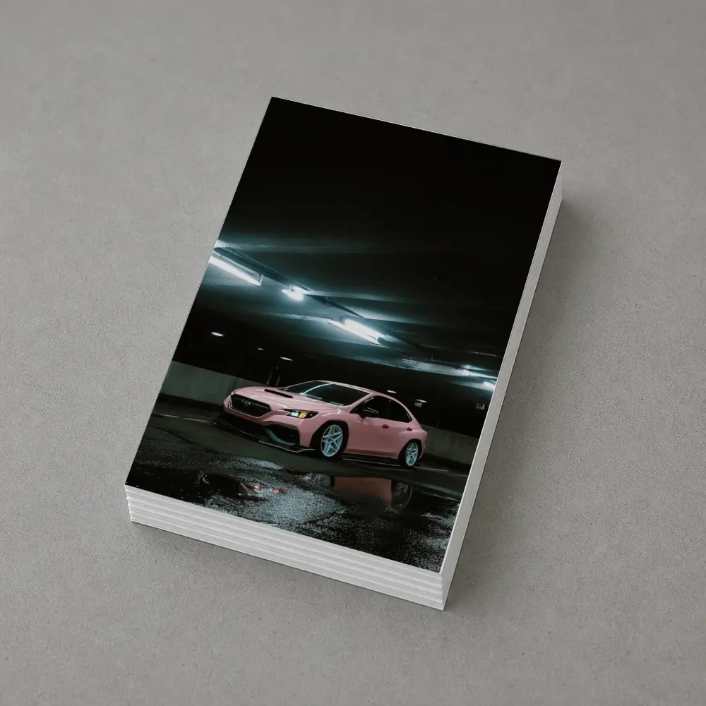 Subaru WRX Pink Slammed Parking Garage Night – Postcards