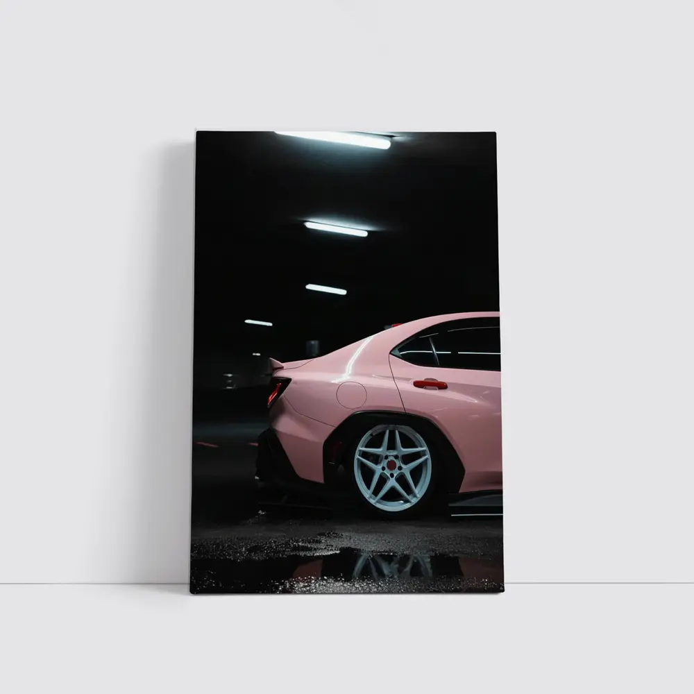 Pink Subaru BRZ Dark Underground Parking Garage – Wall Art