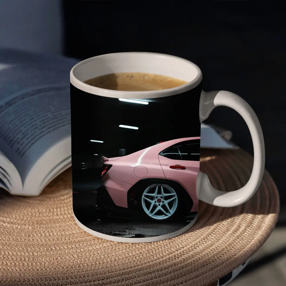 Pink Subaru BRZ Dark Underground Parking Garage – Mugs