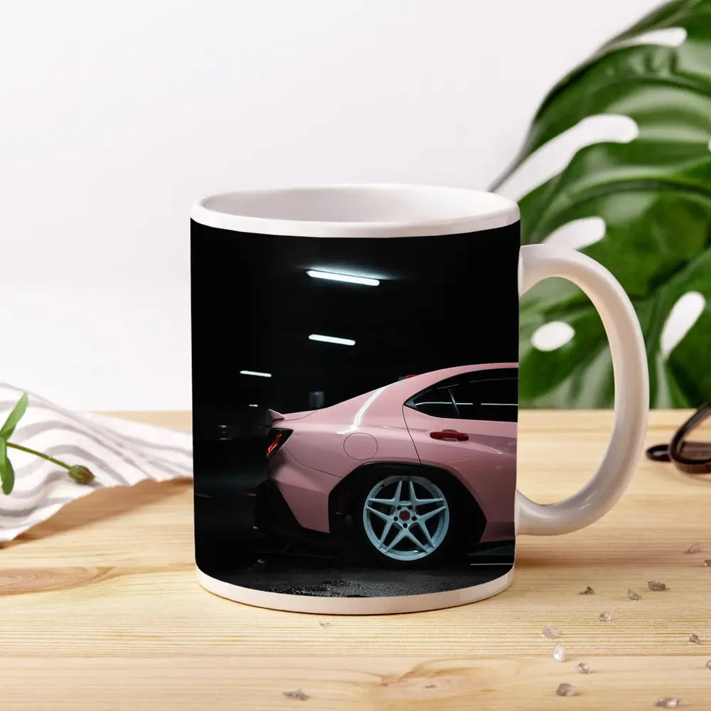 Pink Subaru BRZ Dark Underground Parking Garage – Mugs