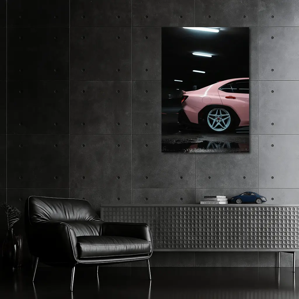 Pink Subaru BRZ Dark Underground Parking Garage – Wall Art
