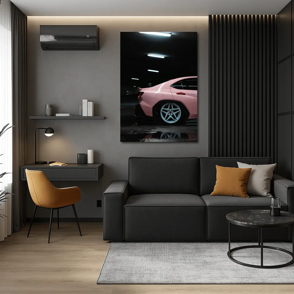 Pink Subaru BRZ Dark Underground Parking Garage – Wall Art