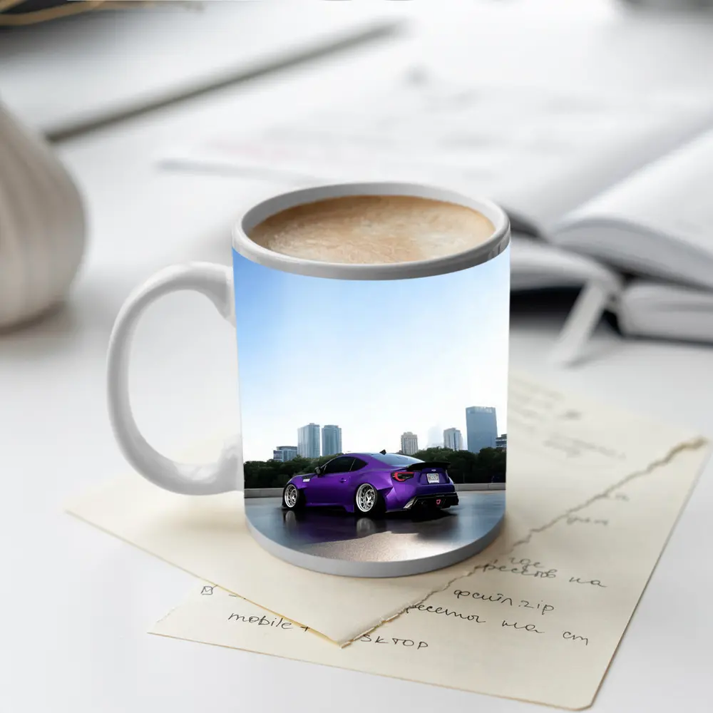 Purple Subaru BRZ Stance City Skyline – Mugs
