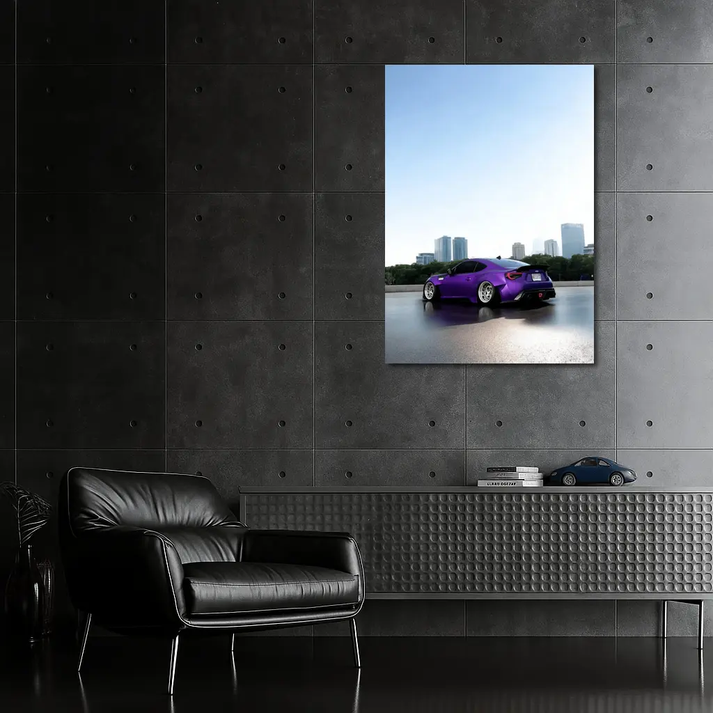 Purple Subaru BRZ Stance City Skyline – Wall Art