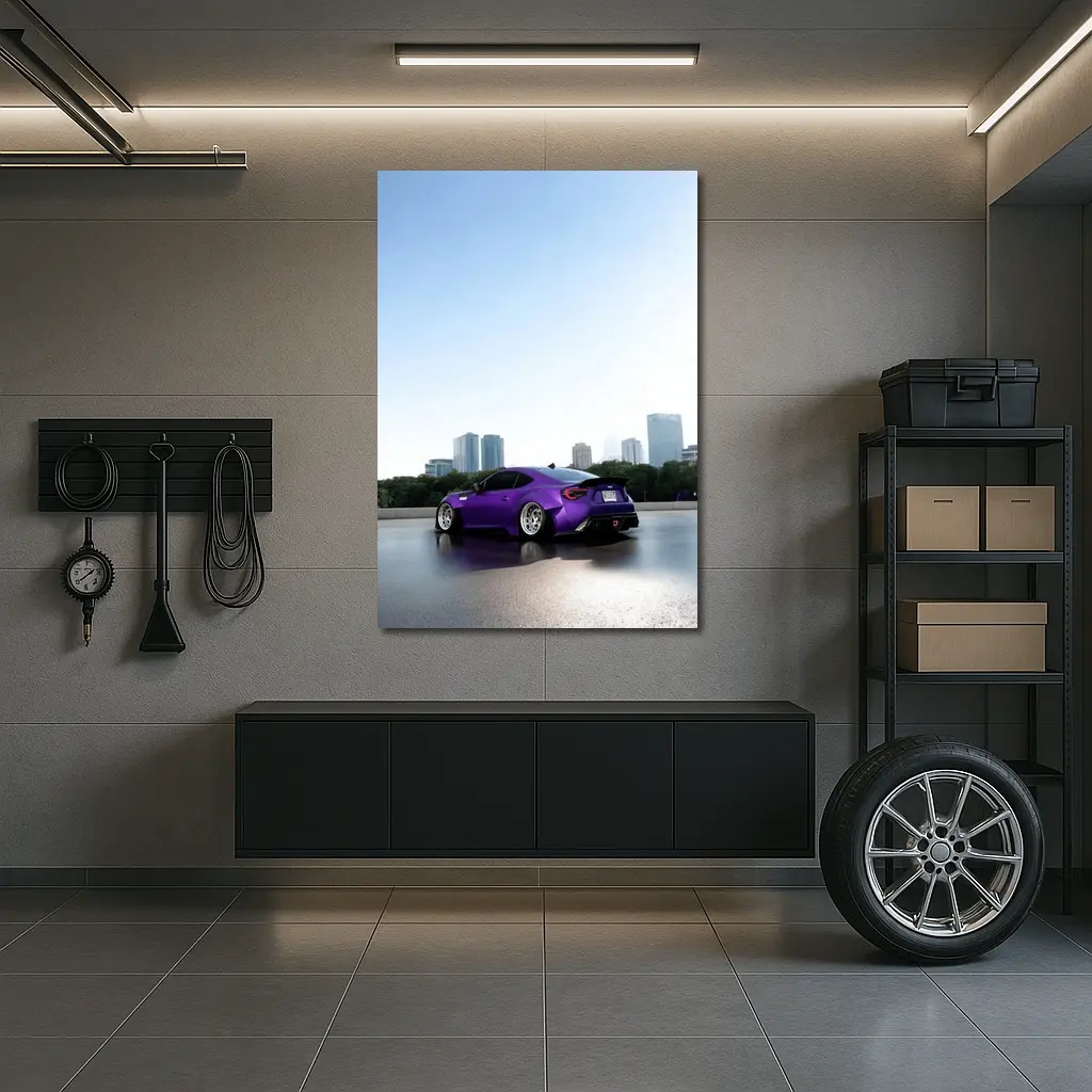 Purple Subaru BRZ Stance City Skyline – Wall Art