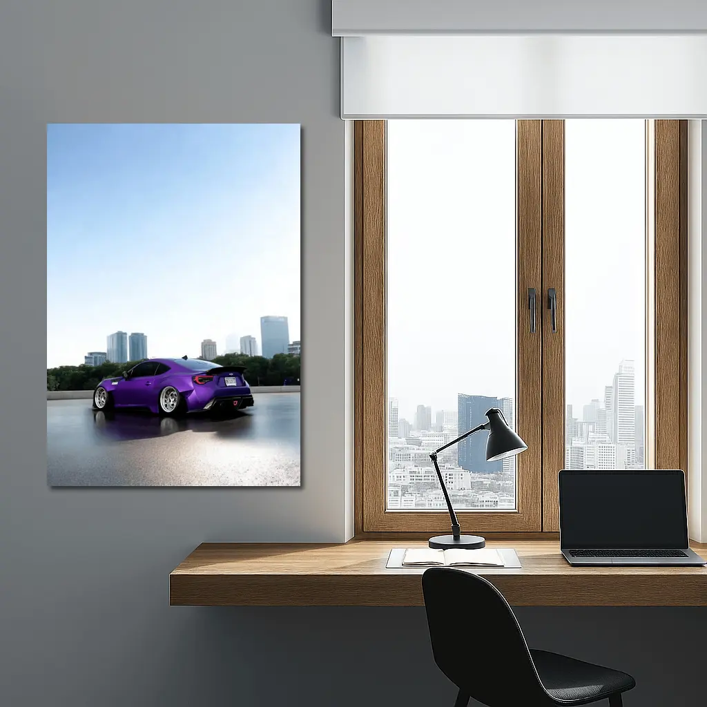 Purple Subaru BRZ Stance City Skyline – Wall Art