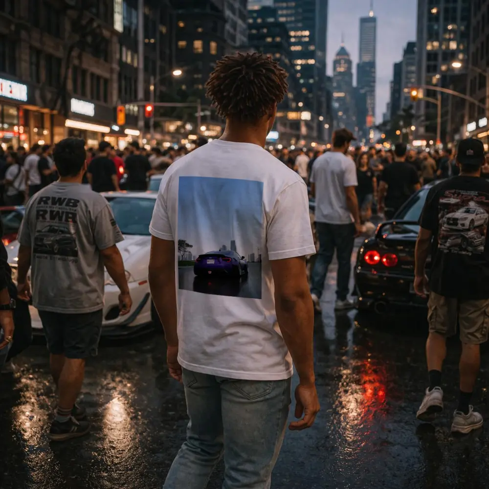 Subaru BRZ Purple Coupe City Skyline – T-Shirts
