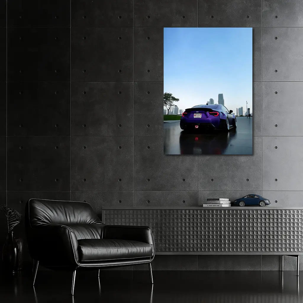Subaru BRZ Purple Coupe City Skyline – Wall Art