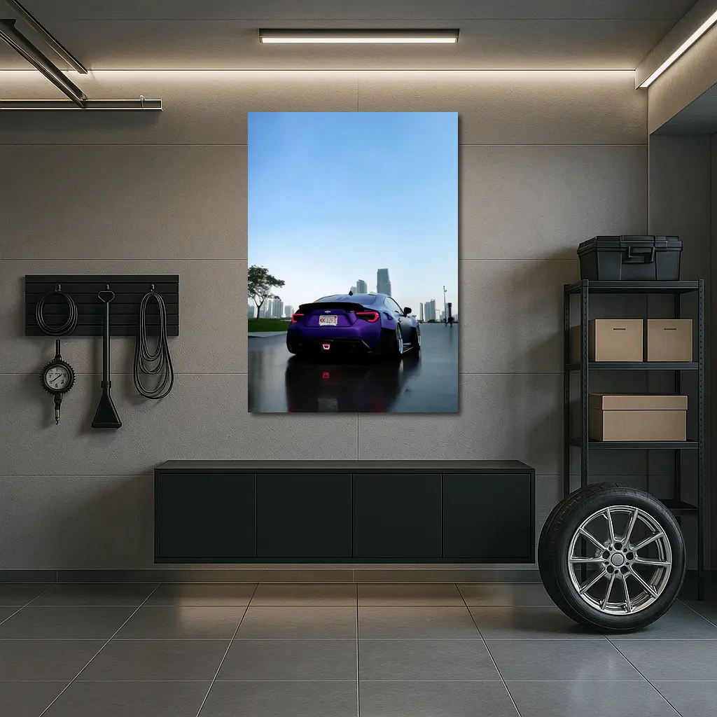 Subaru BRZ Purple Coupe City Skyline – Wall Art