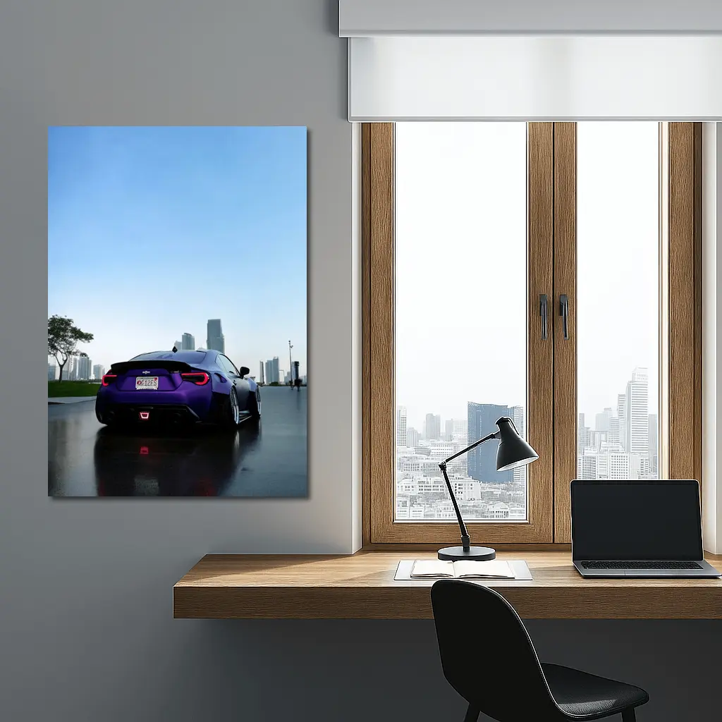 Subaru BRZ Purple Coupe City Skyline – Wall Art