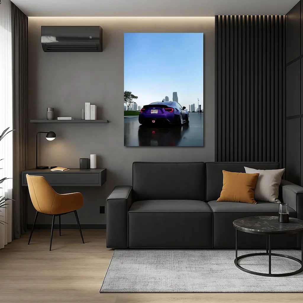 Subaru BRZ Purple Coupe City Skyline – Wall Art