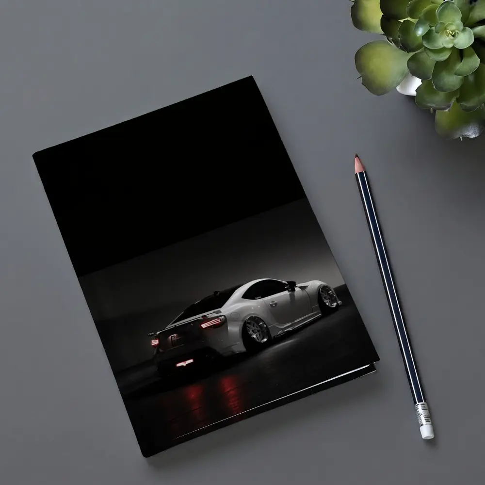 Subaru BRZ White Car Dark Background – Notebooks