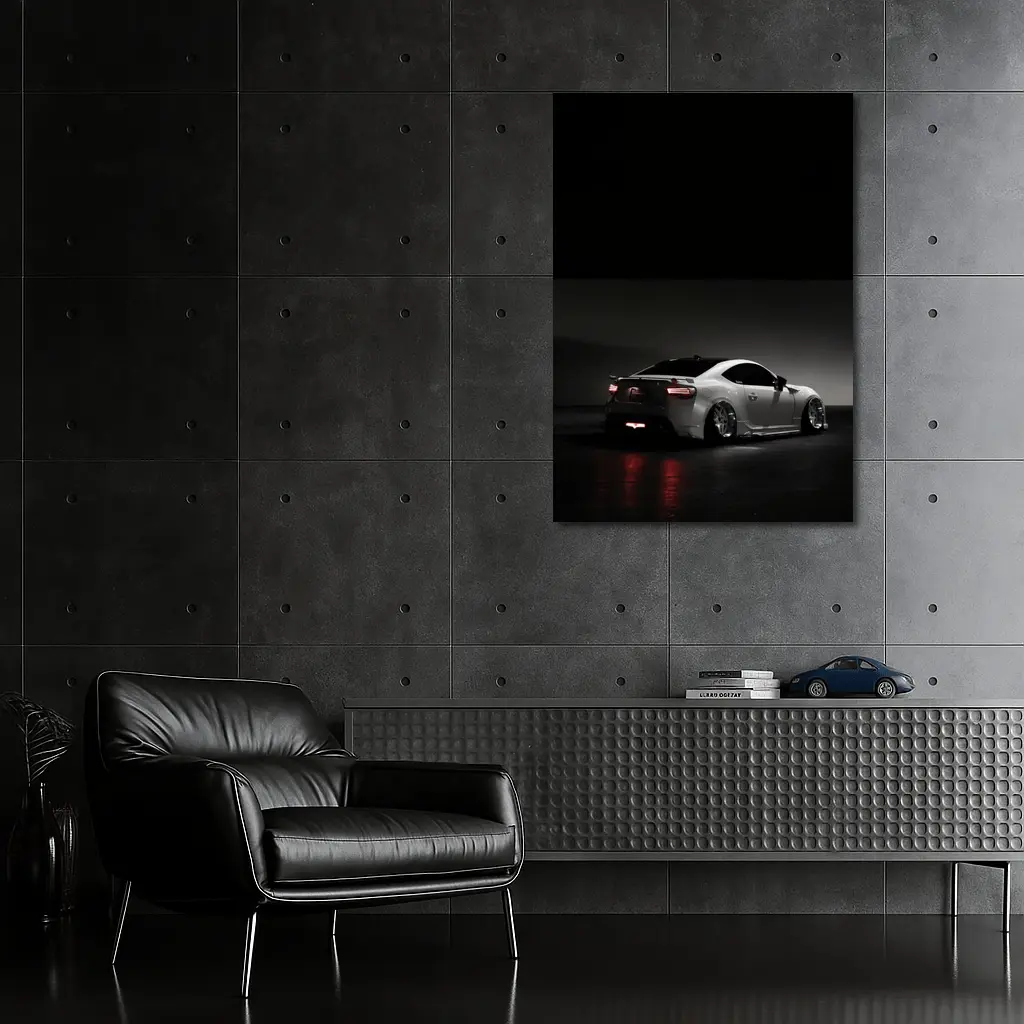 Subaru BRZ White Car Dark Background – Wall Art