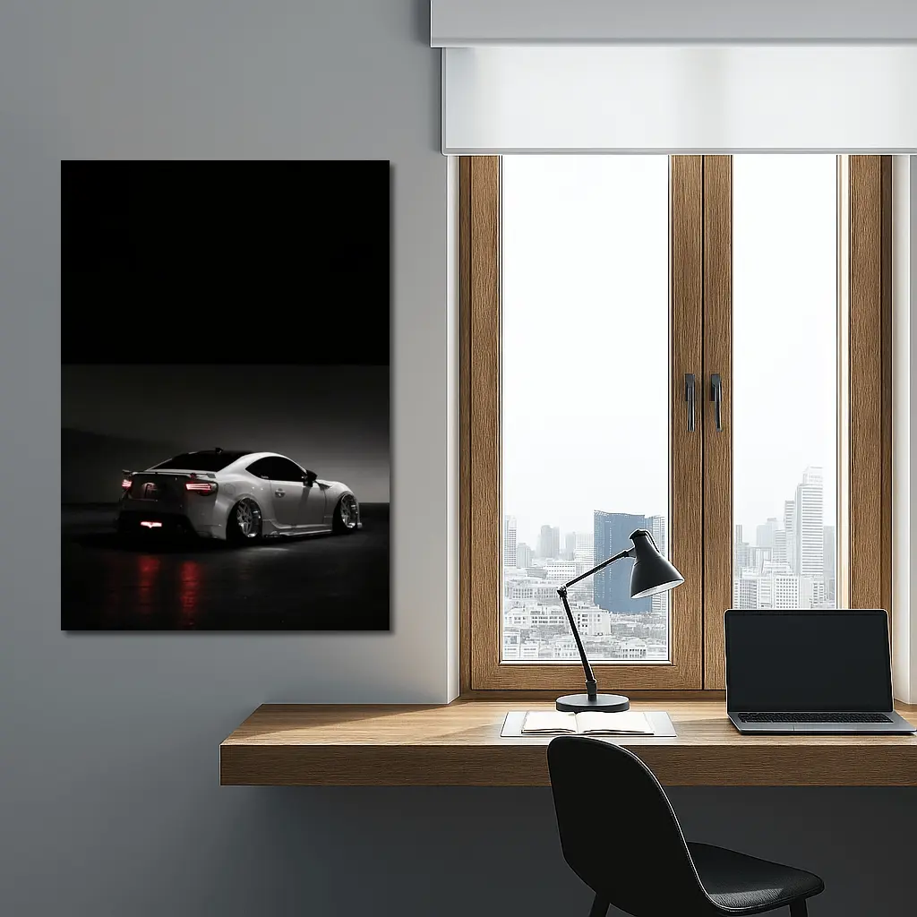 Subaru BRZ White Car Dark Background – Wall Art