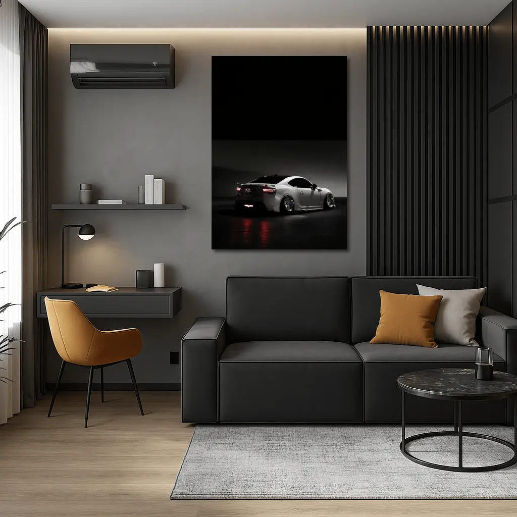 Subaru BRZ White Car Dark Background – Wall Art