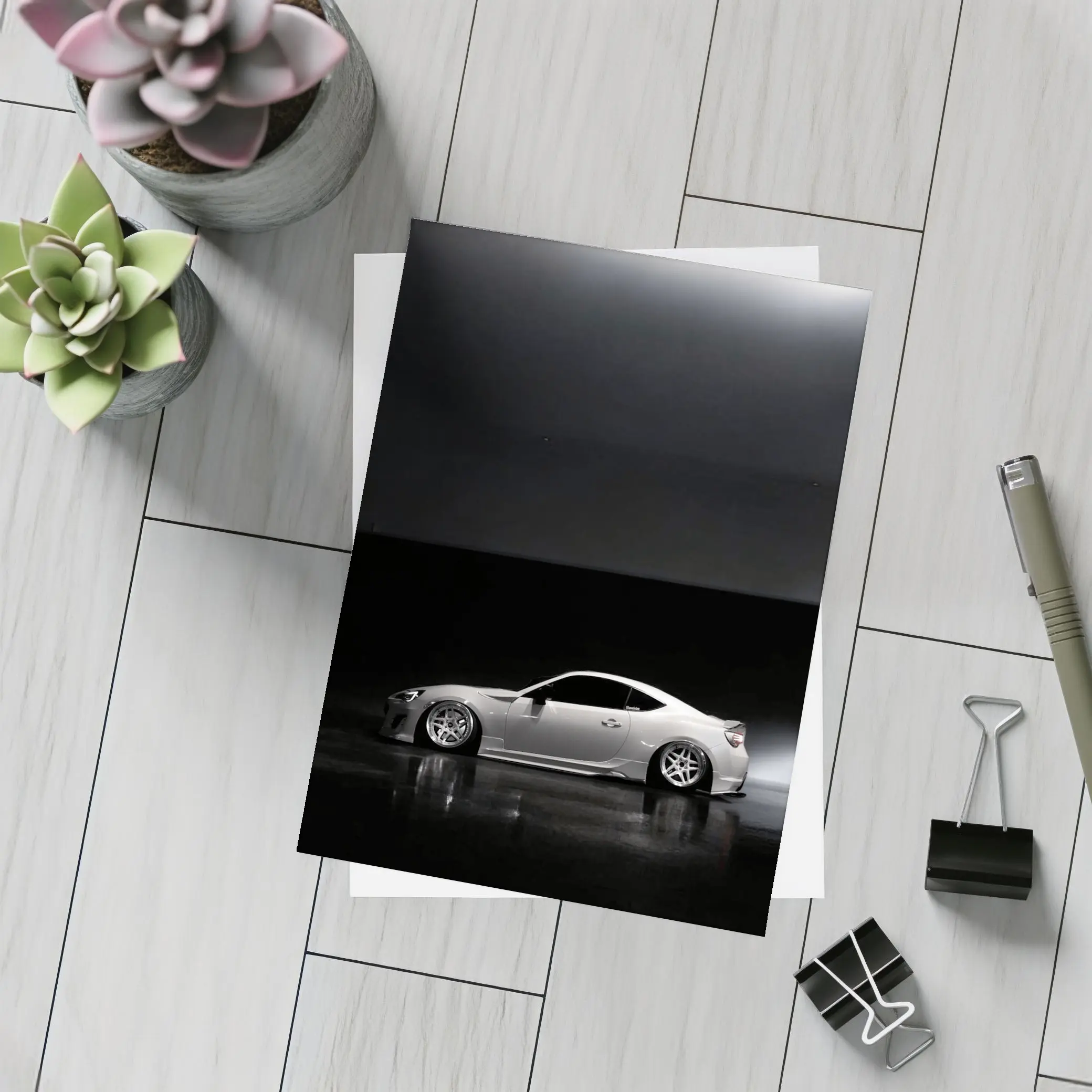 Subaru BRZ White Slammed Dark Studio – Postcards