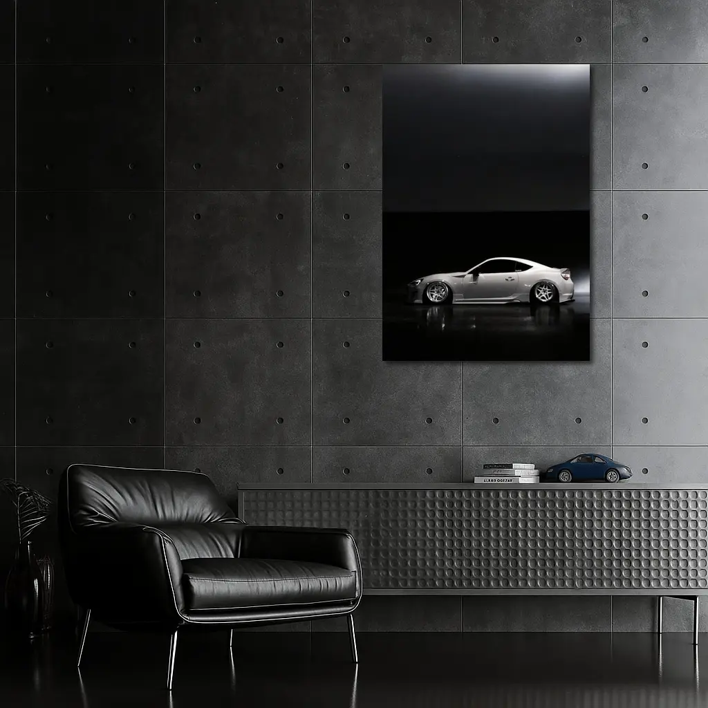 Subaru BRZ White Slammed Dark Studio – Wall Art