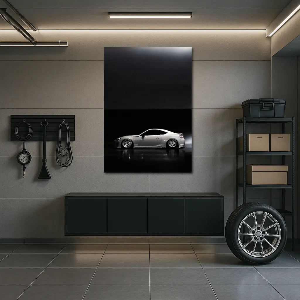 Subaru BRZ White Slammed Dark Studio – Wall Art