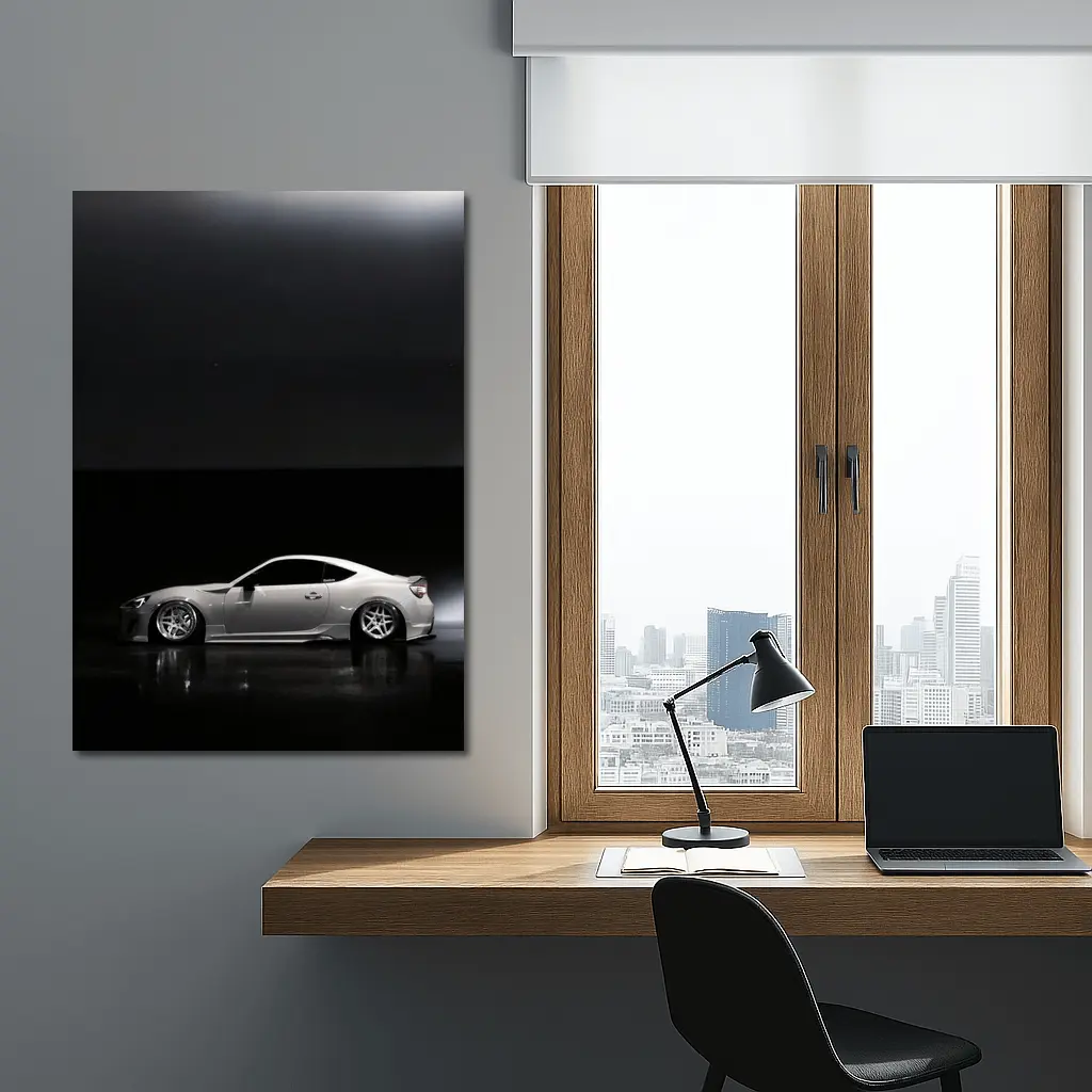 Subaru BRZ White Slammed Dark Studio – Wall Art
