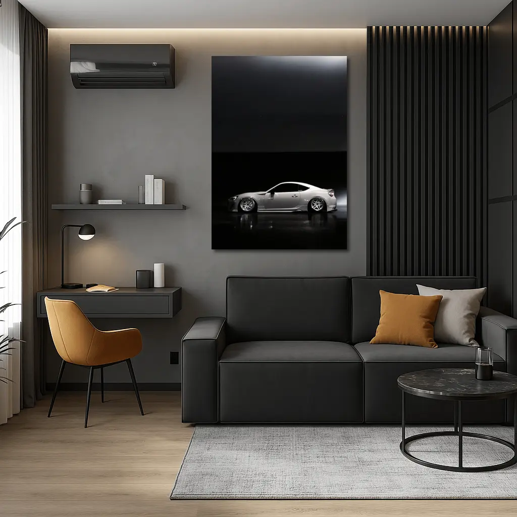 Subaru BRZ White Slammed Dark Studio – Wall Art