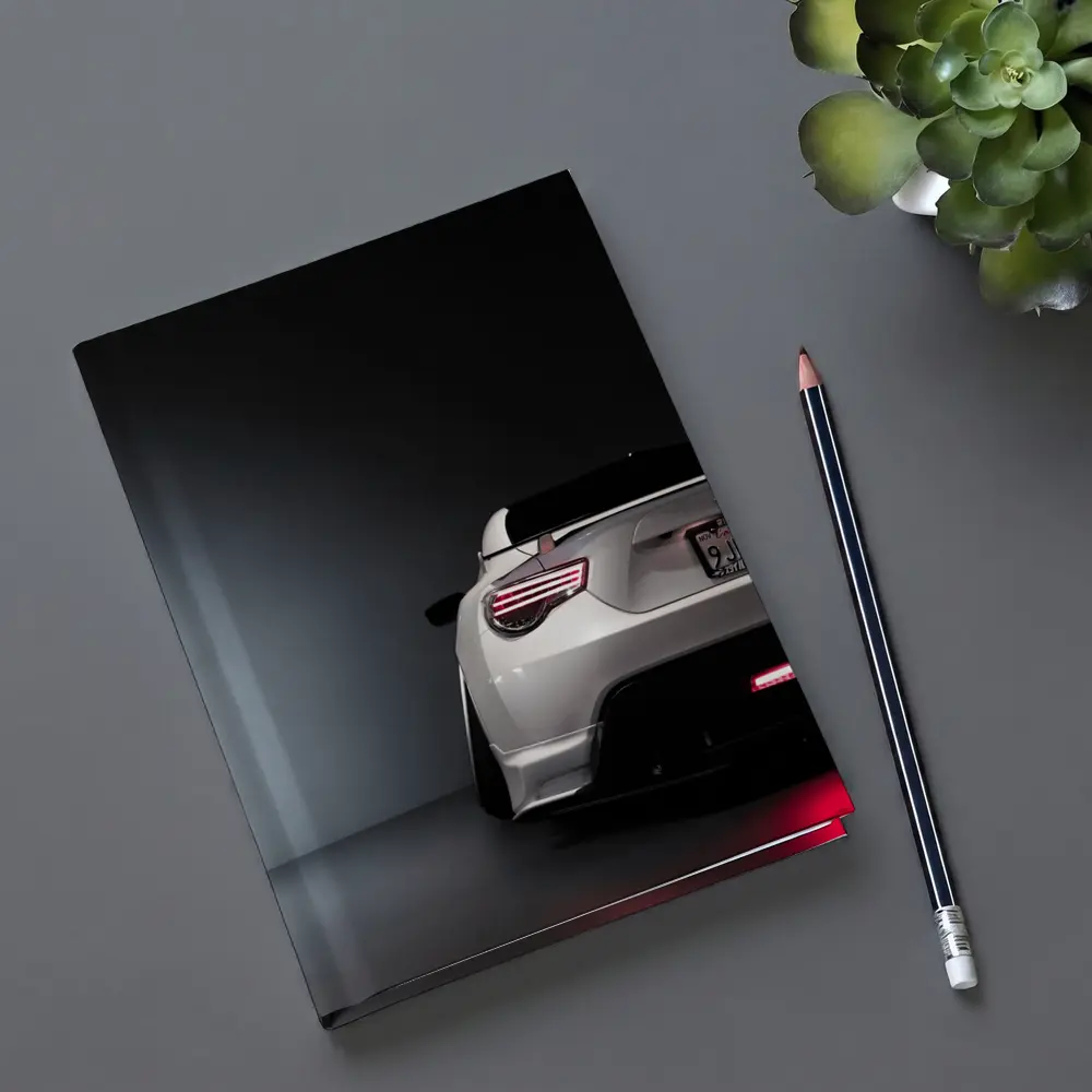 Subaru BRZ White Rear Studio Dark Background – Notebooks