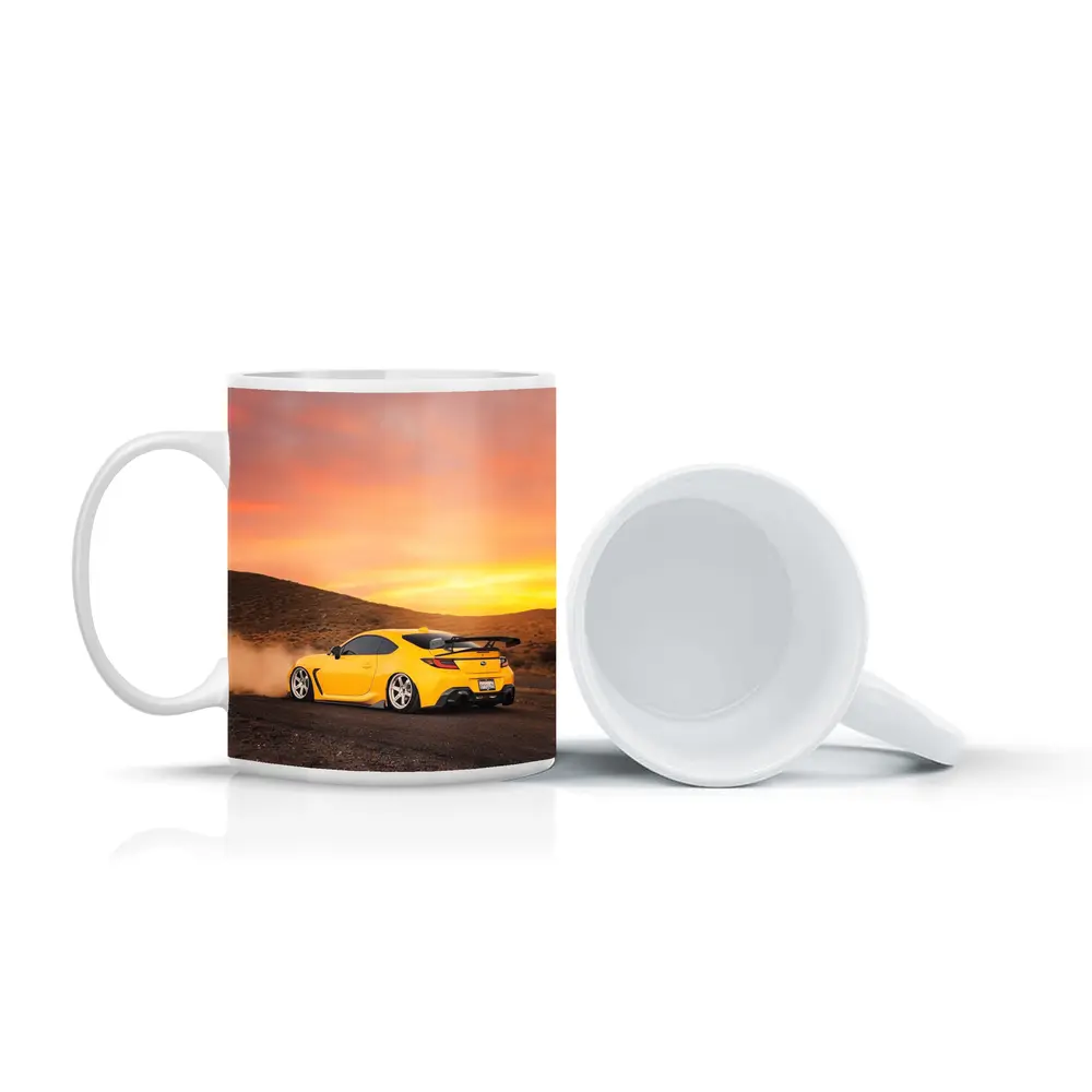 Subaru BRZ Yellow Drifting Desert Sunset – Mugs