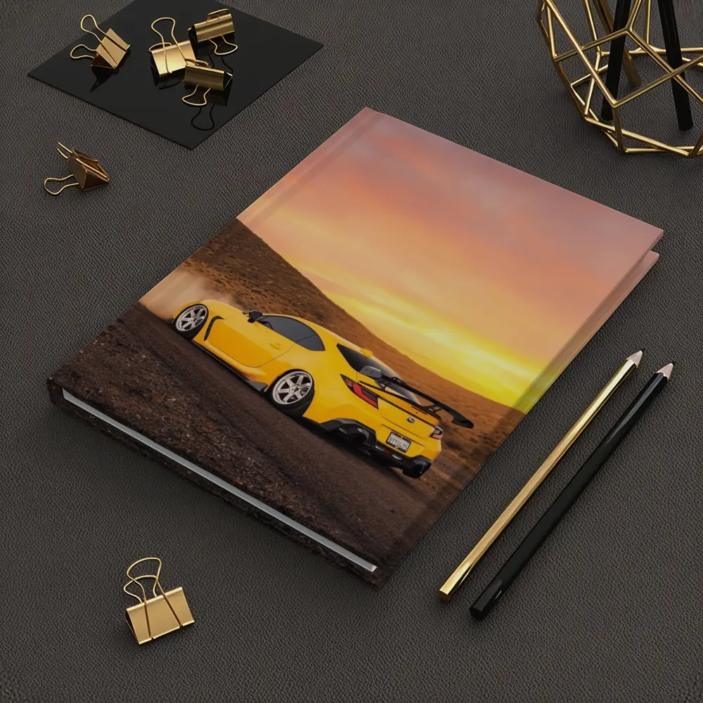 Subaru BRZ Yellow Drifting Desert Sunset – Notebooks
