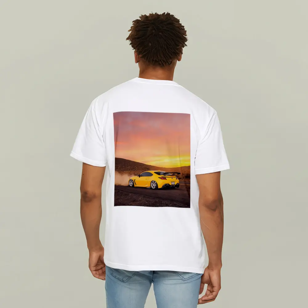 Subaru BRZ Yellow Drifting Desert Sunset – T-Shirts