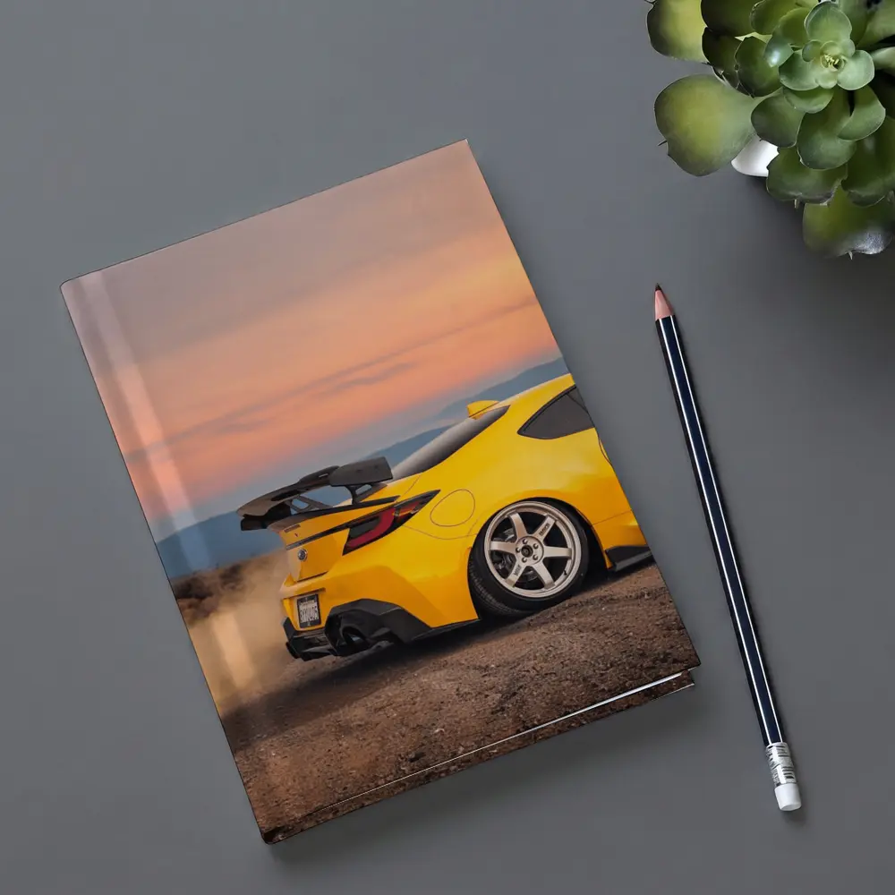 Subaru BRZ Yellow Stance Desert Sunset – Notebooks