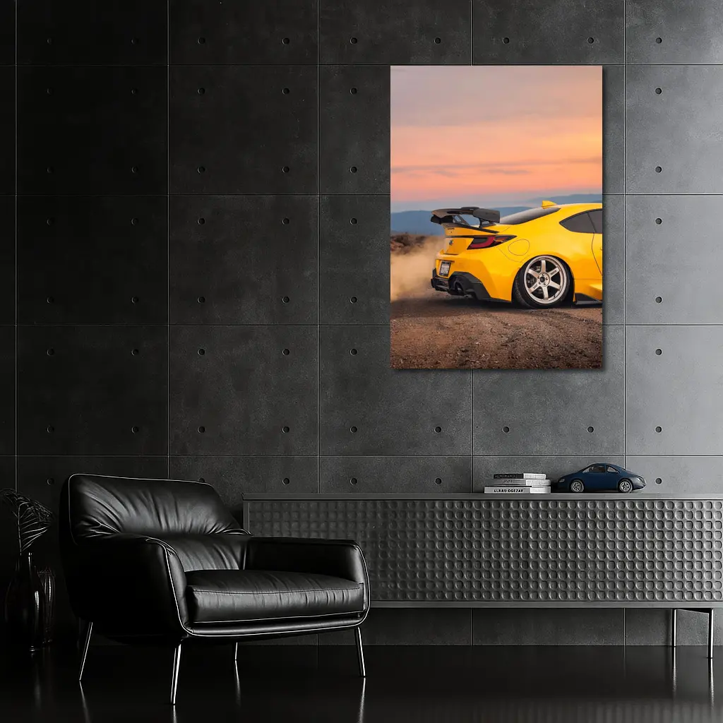 Subaru BRZ Yellow Stance Desert Sunset – Wall Art