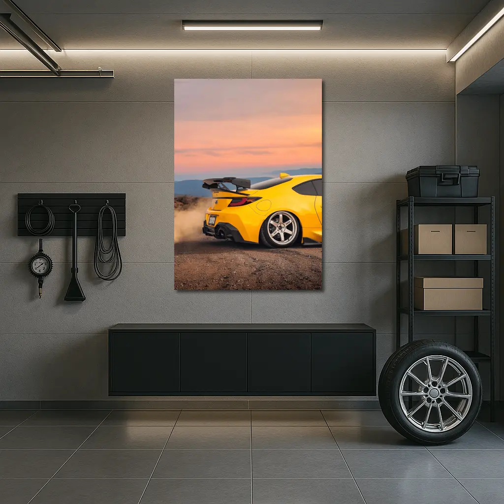 Subaru BRZ Yellow Stance Desert Sunset – Wall Art