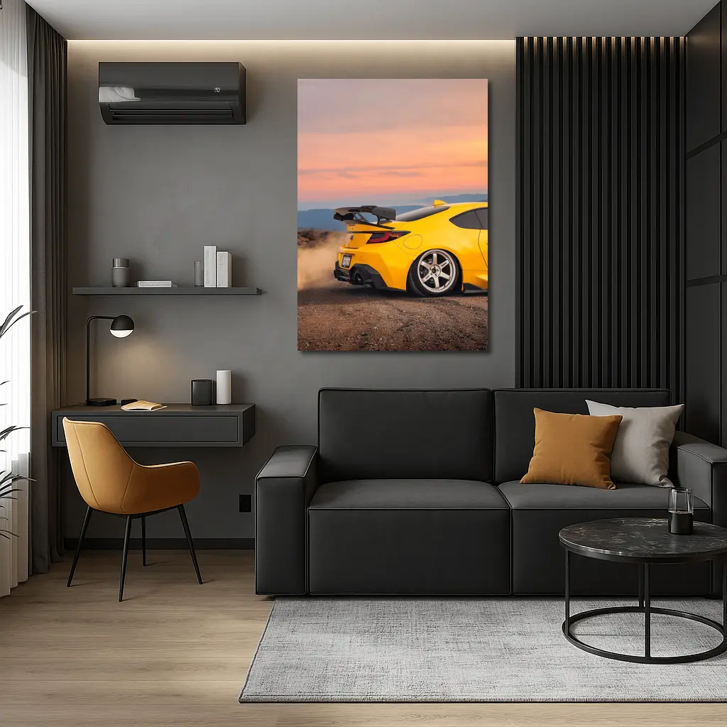 Subaru BRZ Yellow Stance Desert Sunset – Wall Art