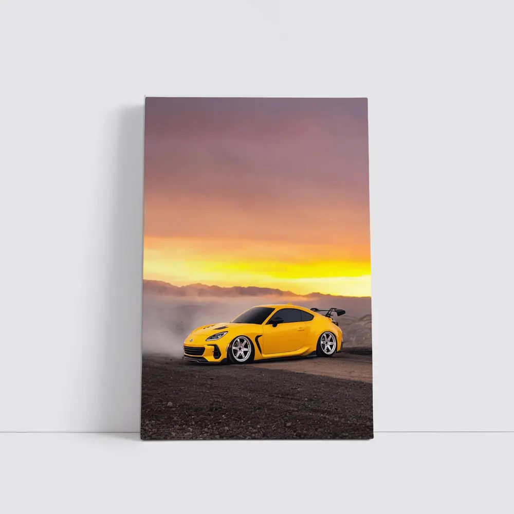 Subaru BRZ Yellow Wide Body Desert Sunset – Wall Art