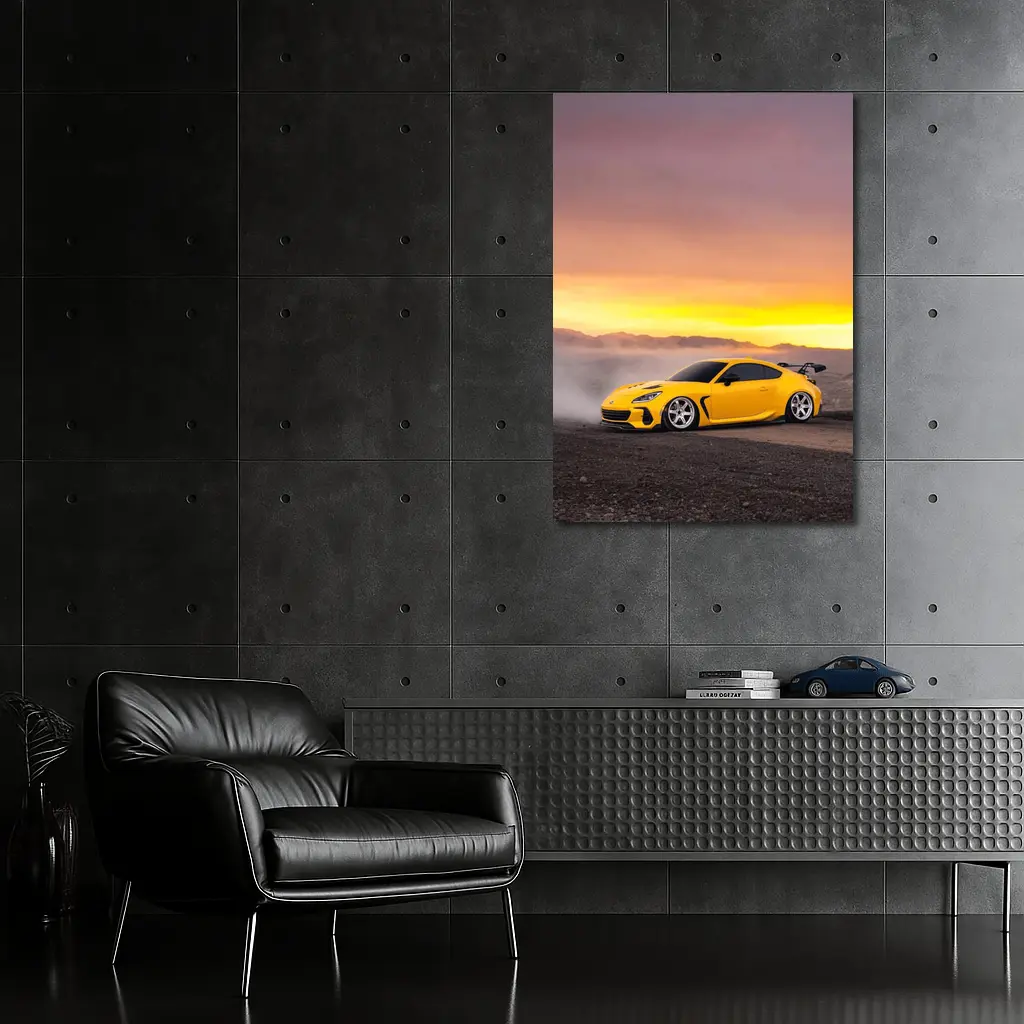 Subaru BRZ Yellow Wide Body Desert Sunset – Wall Art