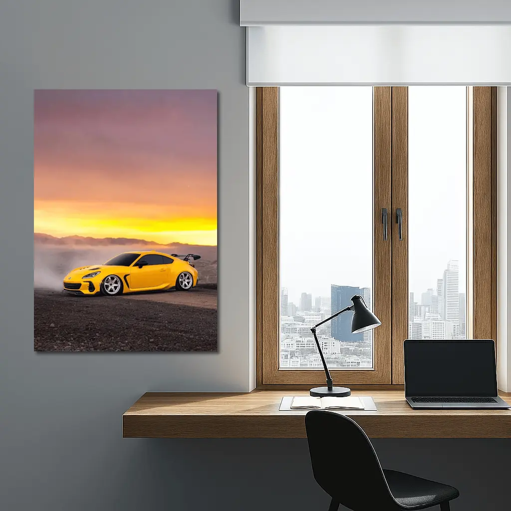 Subaru BRZ Yellow Wide Body Desert Sunset – Wall Art