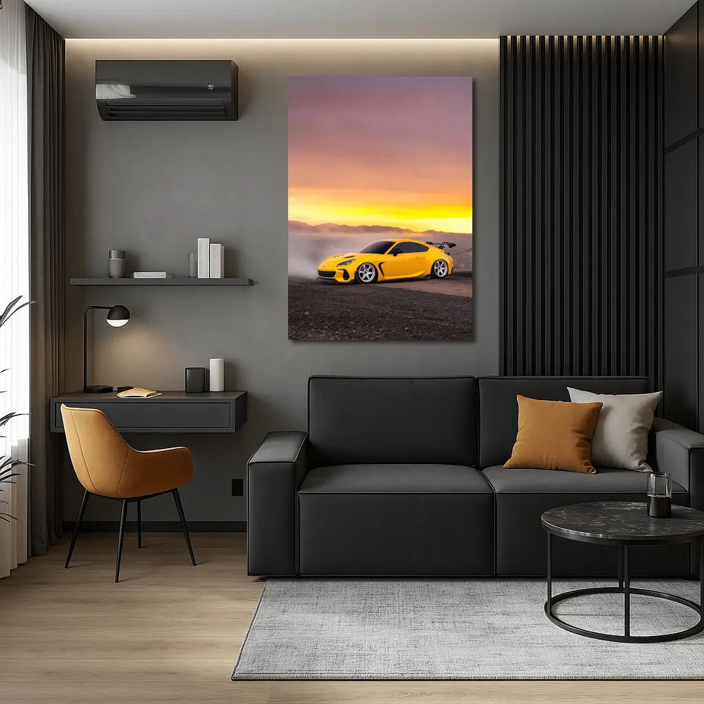 Subaru BRZ Yellow Wide Body Desert Sunset – Wall Art