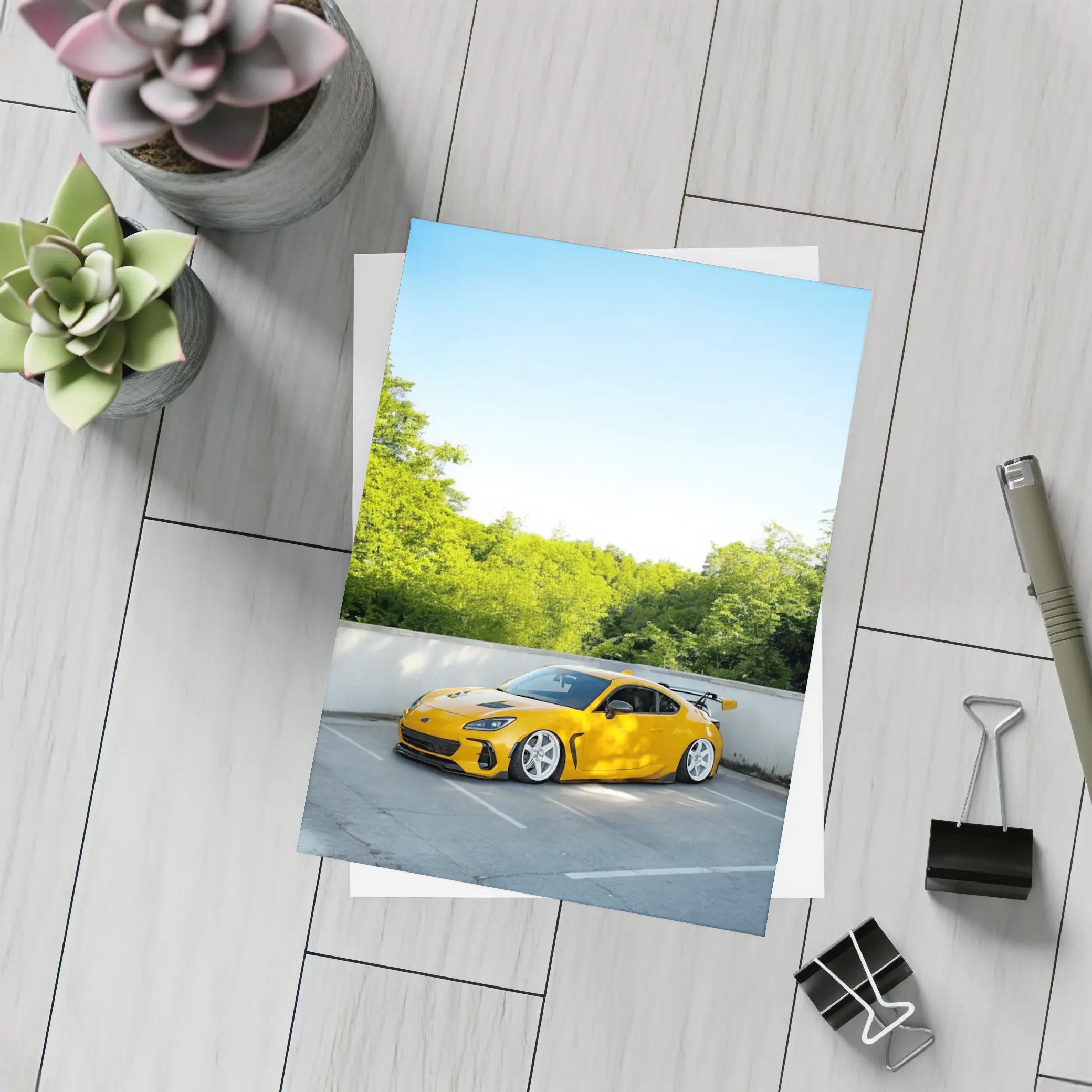Yellow Subaru BRZ Widebody Parking Lot – Postcards