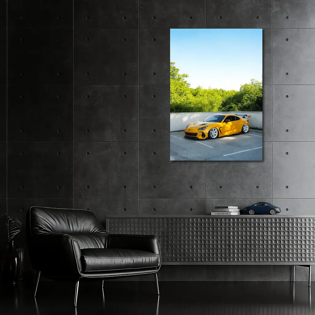 Yellow Subaru BRZ Widebody Parking Lot – Wall Art