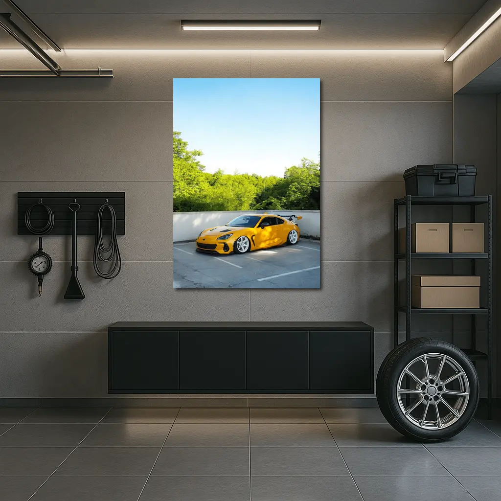 Yellow Subaru BRZ Widebody Parking Lot – Wall Art