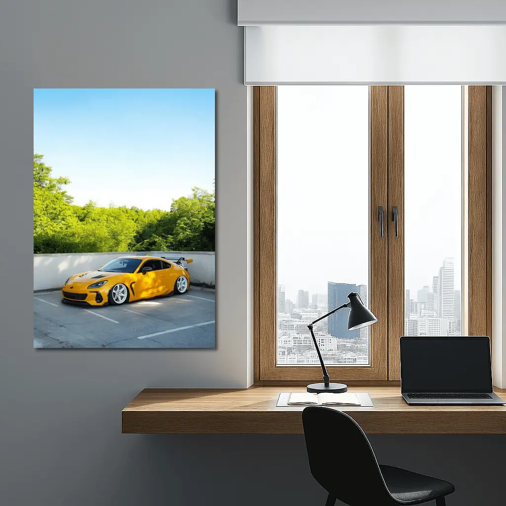 Yellow Subaru BRZ Widebody Parking Lot – Wall Art