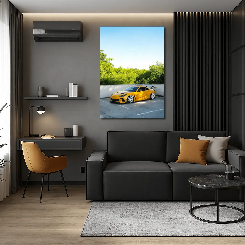 Yellow Subaru BRZ Widebody Parking Lot – Wall Art