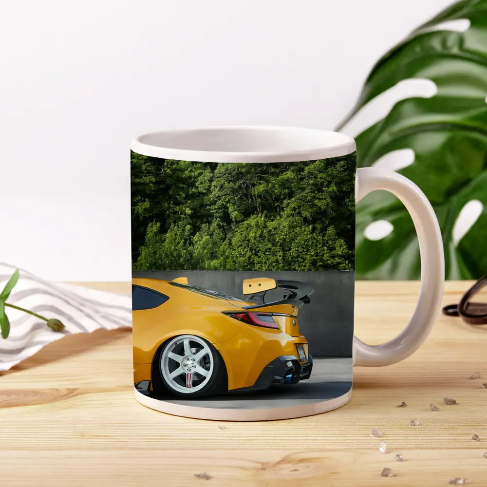 Yellow Subaru BRZ Wide Body Parking Lot – Mugs