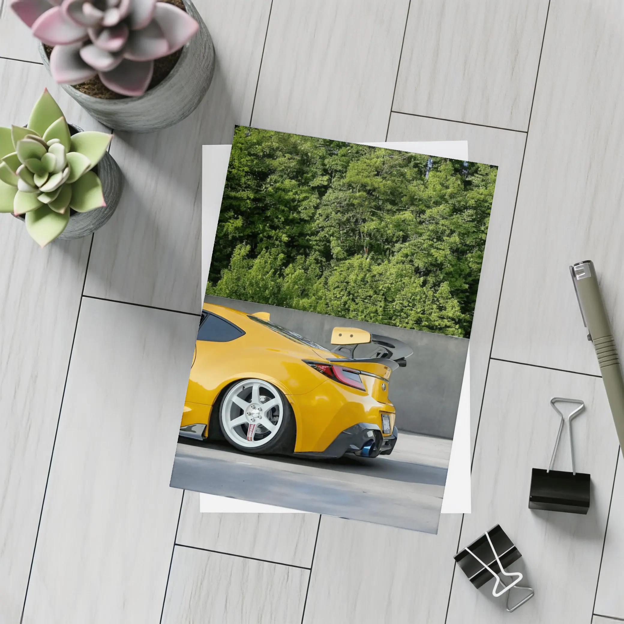 Yellow Subaru BRZ Wide Body Parking Lot – Postcards