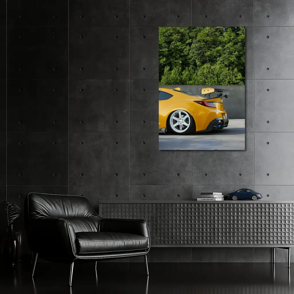 Yellow Subaru BRZ Wide Body Parking Lot – Wall Art