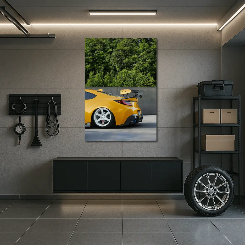 Yellow Subaru BRZ Wide Body Parking Lot – Wall Art