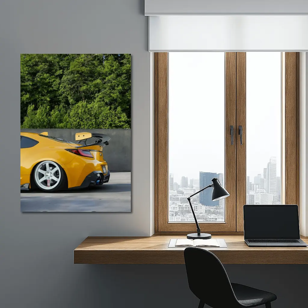 Yellow Subaru BRZ Wide Body Parking Lot – Wall Art