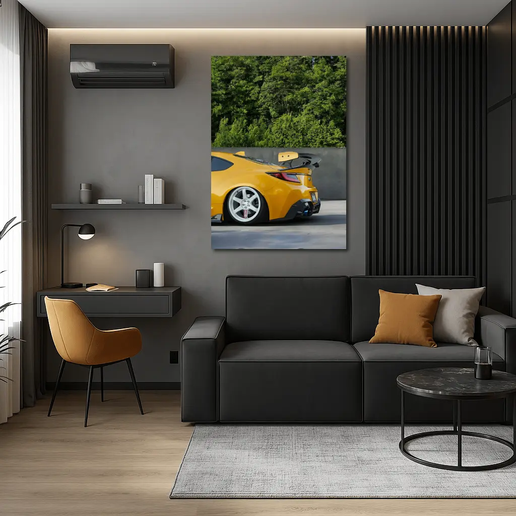 Yellow Subaru BRZ Wide Body Parking Lot – Wall Art
